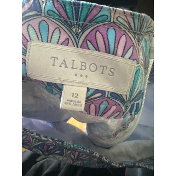 Talbots Blue & Purple Shell Print Skirt | Fan Pattern | Size 12 - Picture 4 of 6